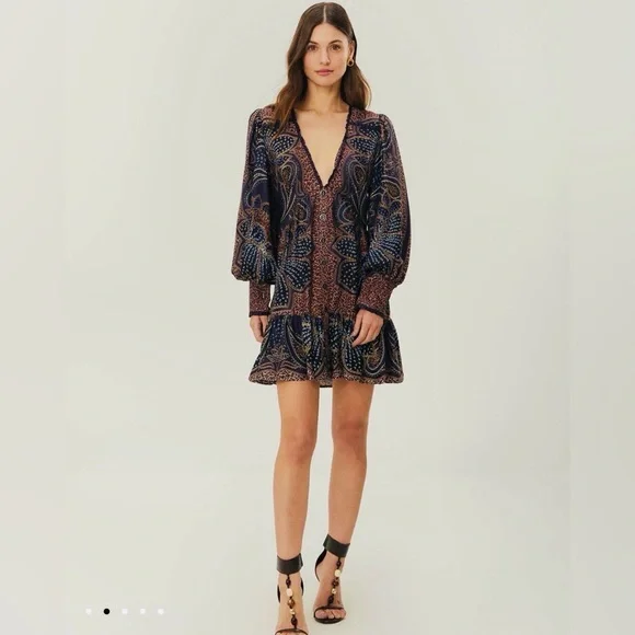 NWT FARM Rio Multicolor Paisley Long Sleeve Dress - Picture 1 of 9